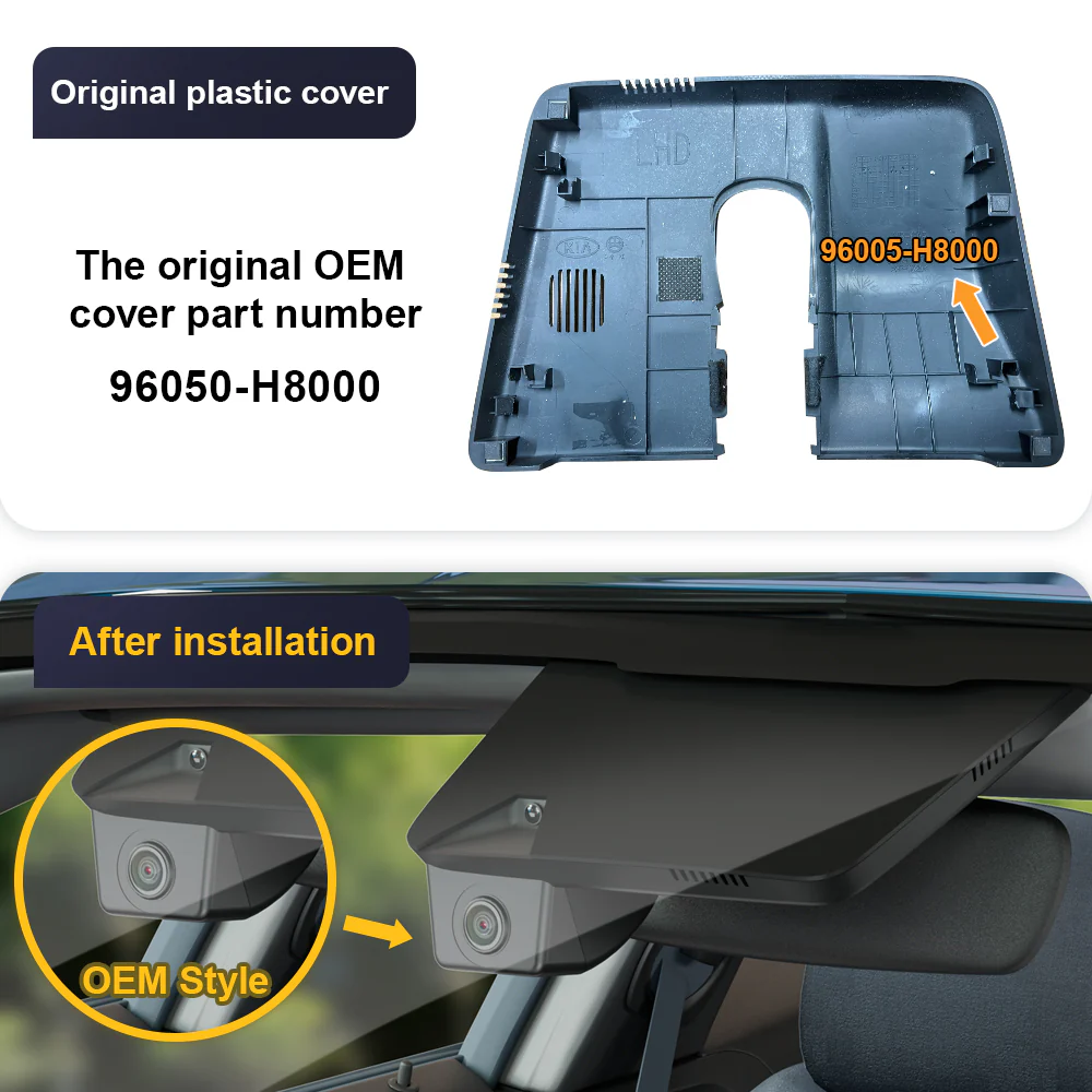 FITCAMX Dash Cam for Kia Rio 2017-2020, Kia Stonic 2017-2021 (Rear Mirror Cover part number 96050-H8000) - Image 2